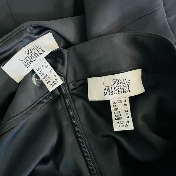Belle Badgley Mischka Cape Crop Jacket Tulip Skirt Suit Set Size 2 4 Gray - Picture 3 of 9